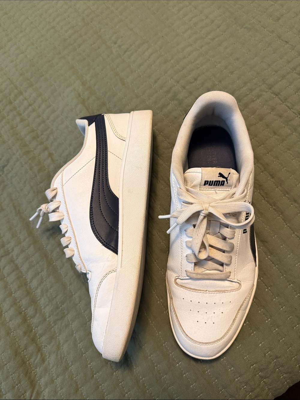 Puma White Sneakers with Navy Formstrip